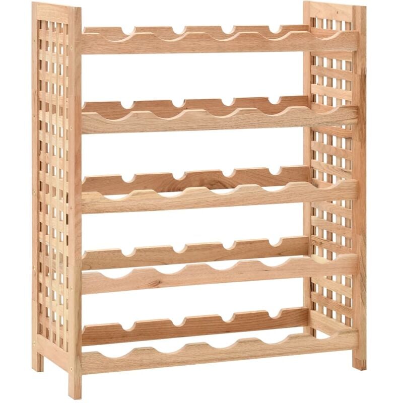 

vidaXL Botellero para 25 botellas madera maciza de nogal 63x25x73 cm - Beige