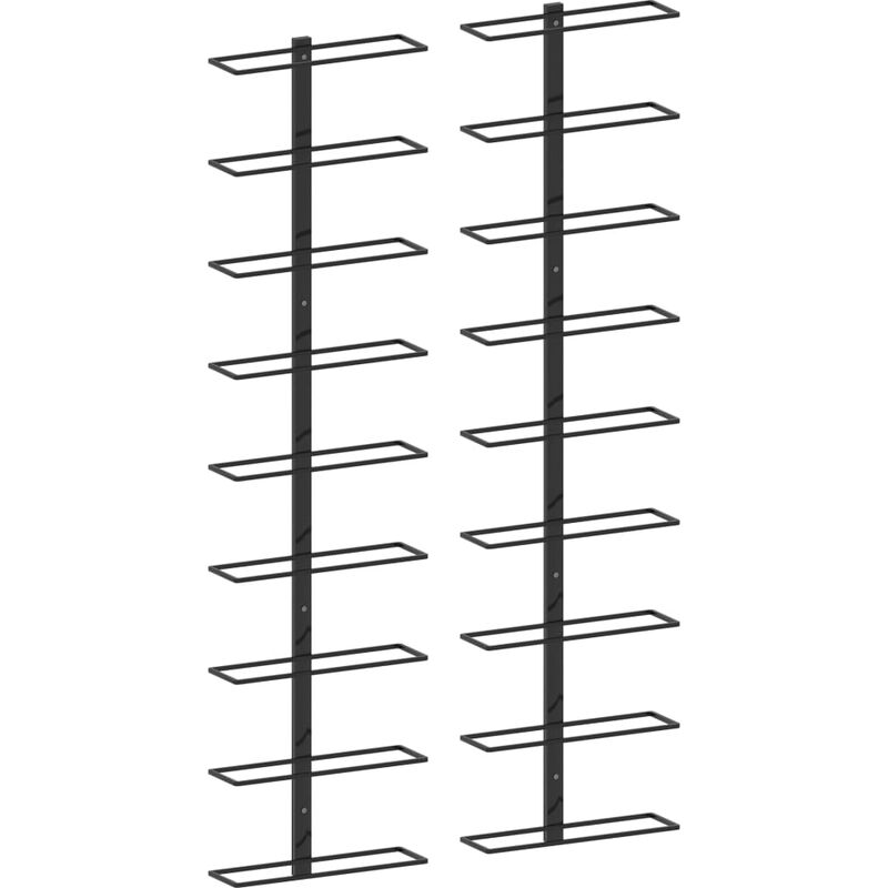 

Botelleros de pared para 18 botellas 2 unidades hierro negro - Negro