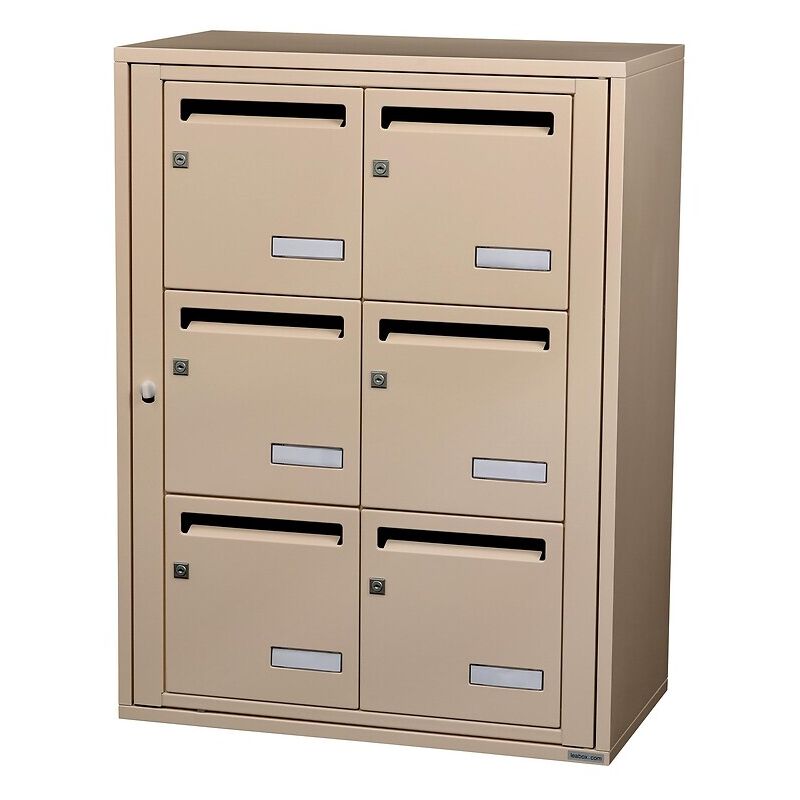 Boîtes aux lettres collectives intérieures - 6 cases - fixation murale -Gris anthracite ral 7016 Leabox