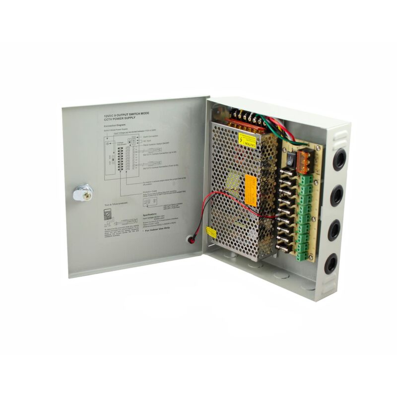 Housecurity - boîtier d'alimentation stabilisé sorties caméras d'alarme anti-intrusion 9 canaux