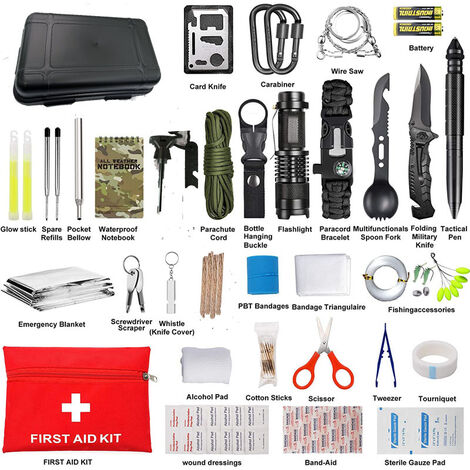 Botiquín de primeros auxilios, mini caja médica, caja de emergencia de supervivencia al aire libre para coche, hogar, lugar de trabajo, viaje, camping, senderismo y deportes al aire libre