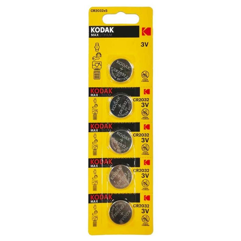 

Pkcell - 5 Piles Bouton CR2032 3V 210mAh Lithium KODAK