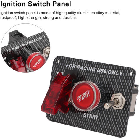 Botón de arranque del motor, interruptor de encendido estilo carbono, aluminio, 12 V