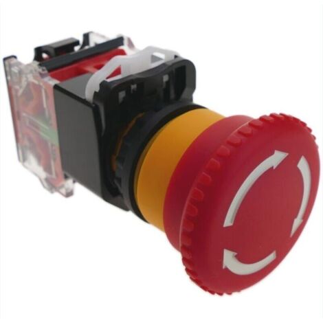 Botón de parada de emergencia 22mm 1NO 1NC 500V 10A con cerradura tipo seta de 40mm