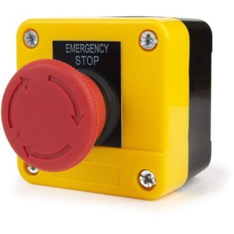 Botón de parada de emergencia rojo, 22 mm, plástico resistente, contacto normalmente cerrado (NC), 660 V / 10 A
