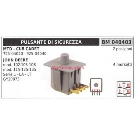 Botón del interruptor de seguridad MTD CUB CADET 725-04040 925-04040