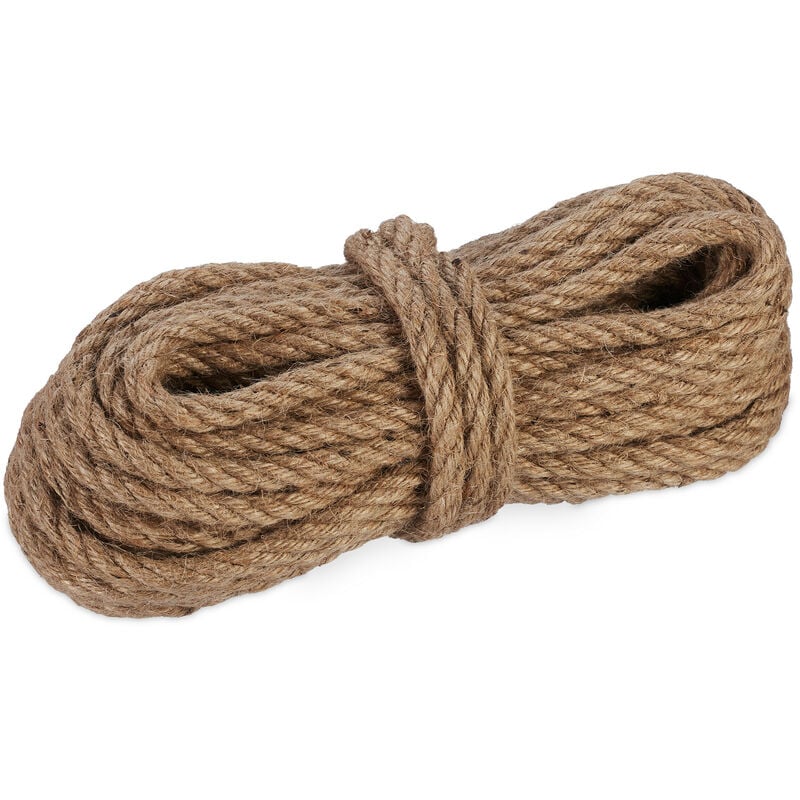 Botte de ficelle en jute, longueur : 40 m, épaisseur : 8 mm, jardinage, emballage, nature - Relaxdays