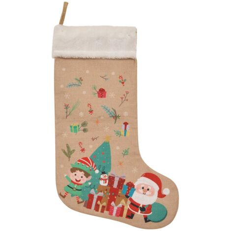 BOTTE PERE NOEL JUTE H45CM - Atmosphera créateur d'intérieur