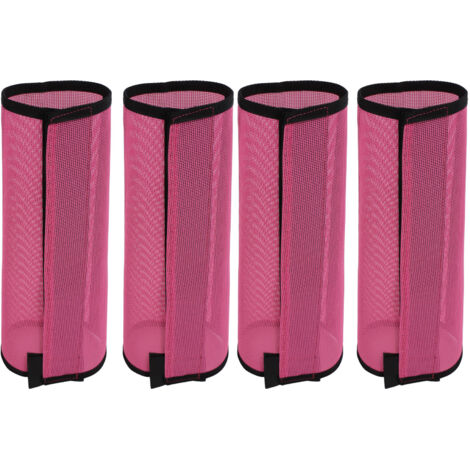 Bottes anti-mouches pour chevaux, 4 pièces, respirantes, confortables, résistantes aux déchirures, Leggings de protection en maille Fine, protège-jambes, Rose rouge