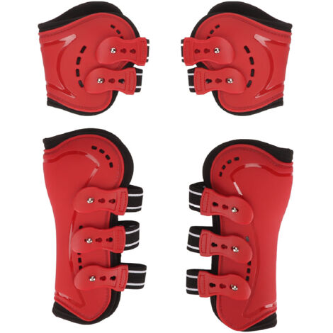 Bottes avant de cheval respirantes absorbant les chocs, empêchent le glissement, doublure douce, protection légère, rouge L