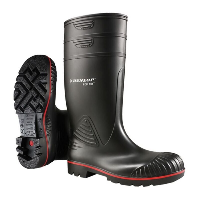 Bottes de travail en caoutchouc noir Dunlop A442031 No. 40 acifort Heavy Duty S5 avec embout en acier de se'curite' Nero 40