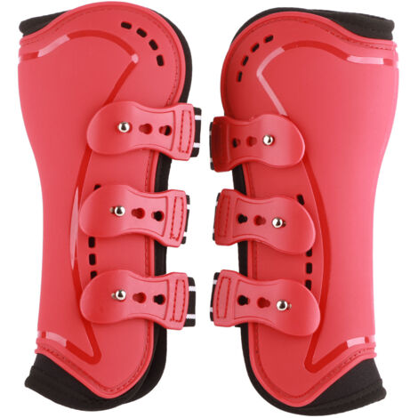 Bottes de jambe avant de cheval respirantes absorbant les chocs empêchant le glissement doublure douce garde légère rouge M