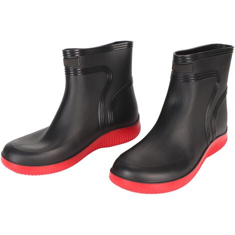 Bottes de pluie femme bottes de pluie résistantes antidérapantes  imperméables antidérapantes en plastique ciment chaussures de pluie bottes  de pluie petites chaussures femme rouge, Noir , 39 EU : : Mode