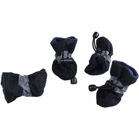 Bottes de Pluie imperméables pour Chiot, Ensemble de 4 Bottes pour Animaux de Compagnie, Chaussures de Chien imperméables en Tissu Doux (5,Noir)