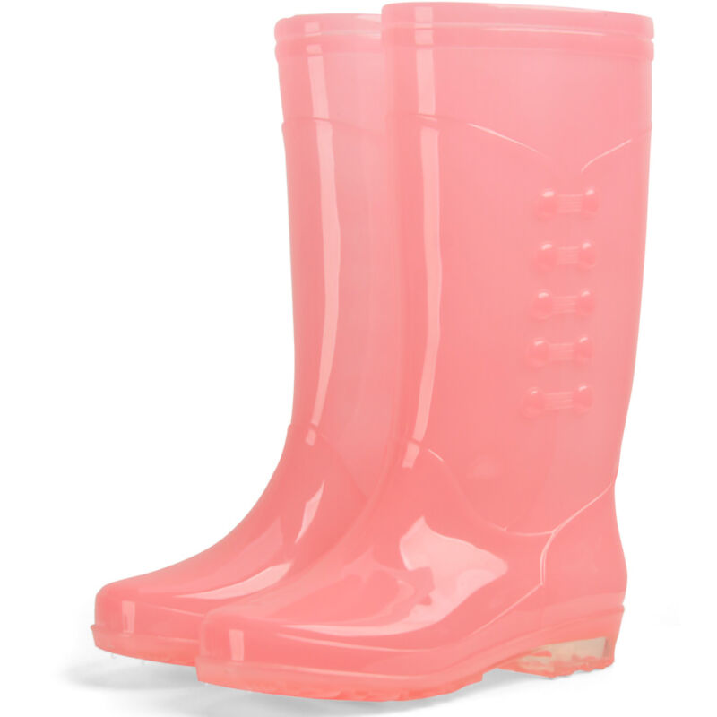 Bottes de pluie transparentes PVC imperméables antidérapantes pour femmes - Chaussures pluie avec doublure polaire, rose taille 39