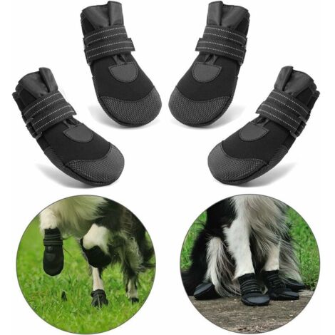 Bottes de Protection, 4 Pièces Chaussures de Chien Semelle Souple antidérapante pour Petits à Moyens Chiens (1)