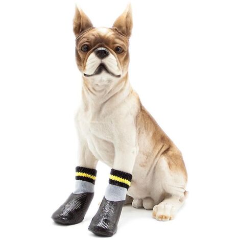 bottes De Protection Pour Chien, Chaussettes Longues Impermables Pour Chien, Noires 4 Protge-pattes En Cuir Microfibre Respirant Avec Semelles En