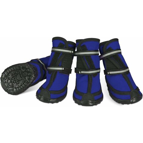 Bottes de Protection pour Chien Ensemble imperméable, Chaussures Chien antidérapantes avec Boucle adhésive Sangles réfléchissantes Chaussures Chiens Chaudes résistantes pour Les Chiens Bleu XL