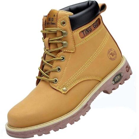 Bottes de sécurité à embout d'acier pour hommes et femmes, chaussures de travail, imperméables, en cuir, indestructibles, protègent les bottines de travail, pointure 44 EU