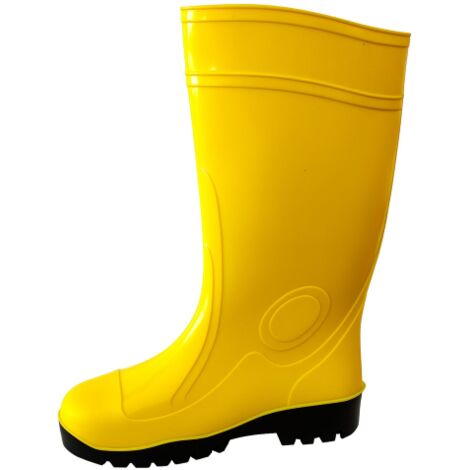 Bottes de se'curite' en PVC et caoutchouc nitrile, pointure 44, avec embout et semelle interme'diaire en acier, jaunes