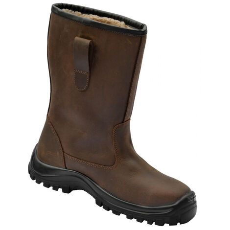 Bottes de sécurité fourrées S3 SRC WRU FO marron/noir P42 – Cuir fleur résistant à l'eau – Coque acier 200J – Semelle anti-perforation textile - EIDERKV14
