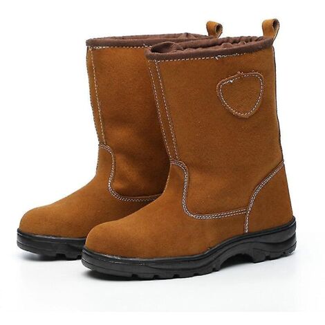Bottes de sécurité homme hiver en velours et coton, chaussures de sécurité montantes, chaussures de chantier à semelles relevables, chaussures de sécurité résistantes à l'usure, chaussures de travail 
