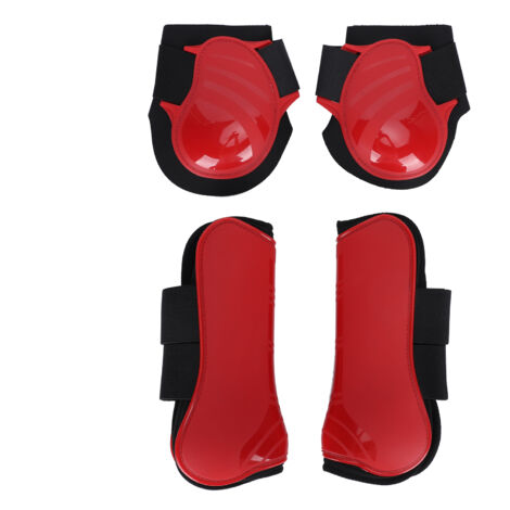Bottes de soutien pour chevaux, Protection des jambes, housse épaisse, élastique, respirant, coussin enveloppant, rouge, 1 ensemble L