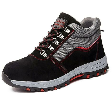 HANBING Bottes de travail de sécurité pour hommes, chaussures imperméables à bout en acier, bottines chaudes 46