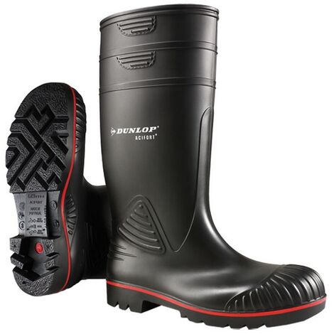 Bottes de travail en caoutchouc noir Dunlop A442031 No. 40 acifort Heavy Duty S5 avec embout en acier de se'curite' Nero 40