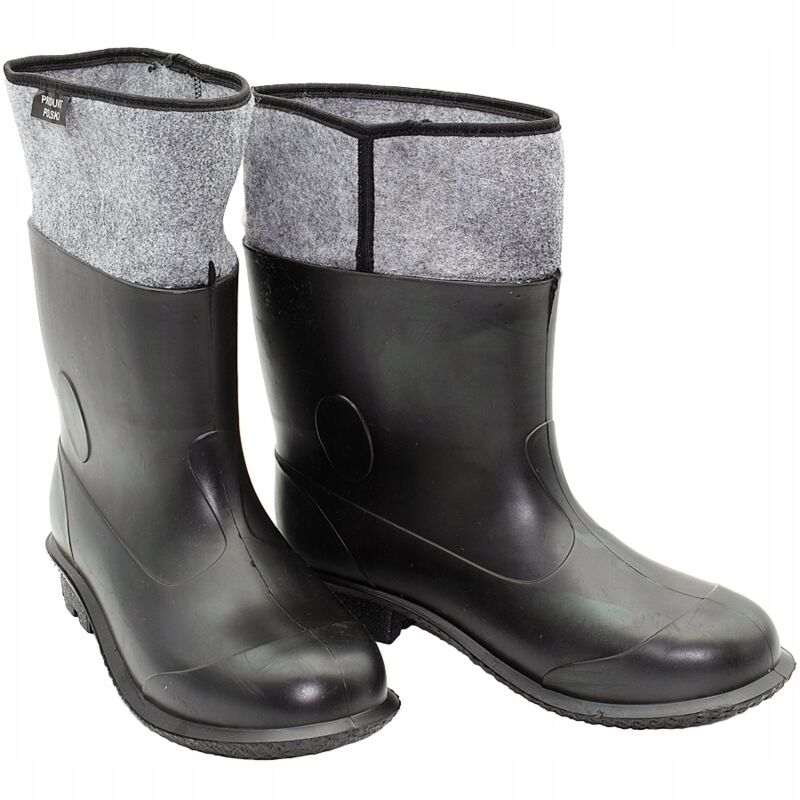 Bottes de travail polonaises pour hommes, bottes en feutre de caoutchouc isolées, noires, pointure 44