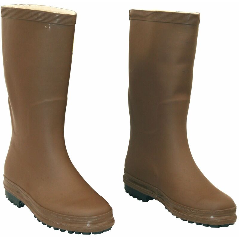 Bottes de genou de gomme avec semelle carrade non glissante marroni 38