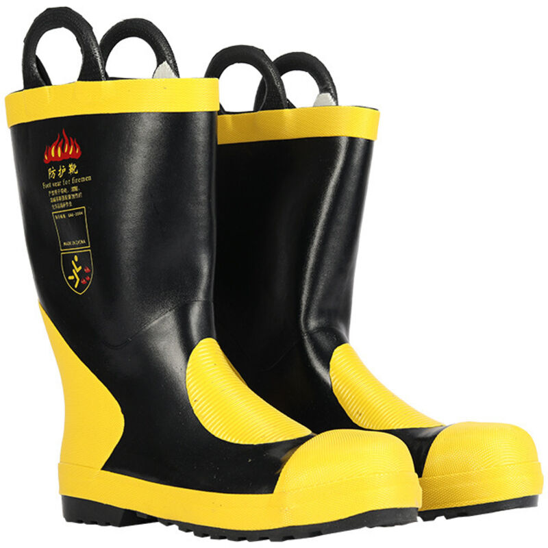Bottes hautes de sauvetage d'urgence,Bottes de sécurité,isolation résistante à la chaleur, bottes de protection incendie en caoutchouc