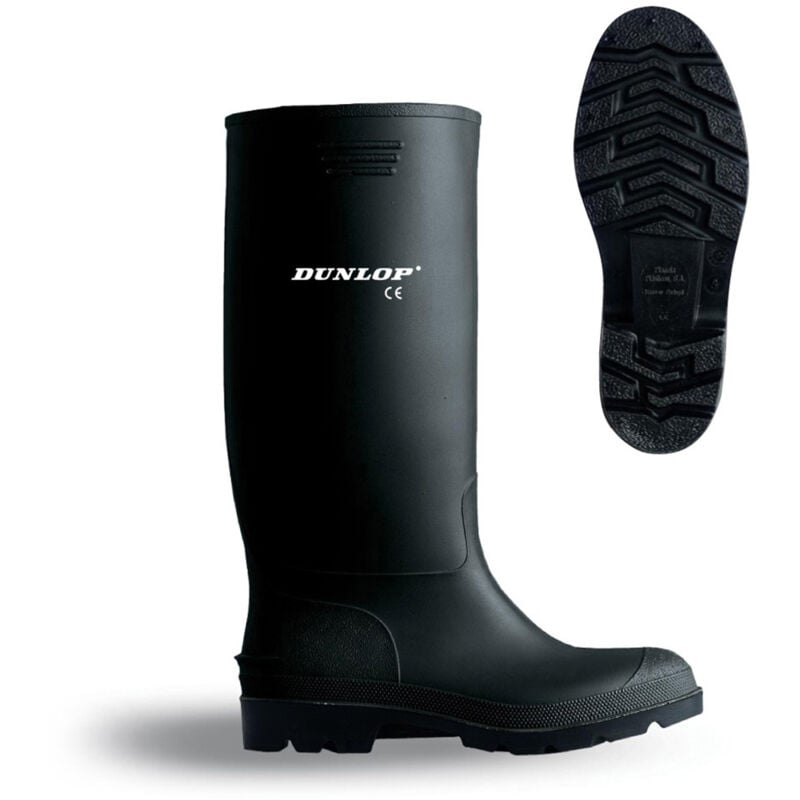 Botte wellington en pvc noir taille 39 noir haut de gamme Dunlop