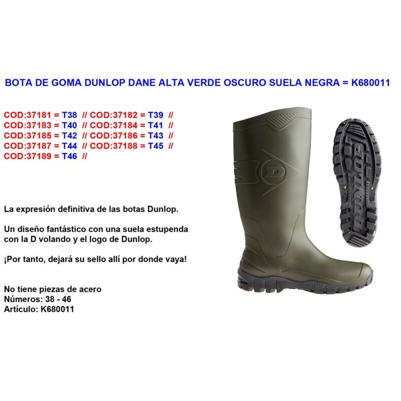 K680011 Bottes imperméables danoises en pvc hauteur genou vert 46 - Dunlop