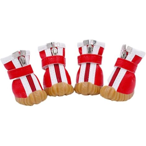 Bottes imperméables et antidérapantes pour chien avec chaussettes rouges assorties - Lot de 2