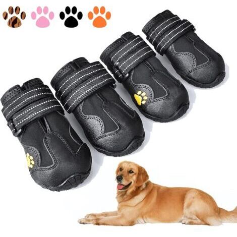 Bottes pour chien, chaussures imperméables pour chien, bottes pour chien avec semelles antidérapantes réfléchissantes et chaussures d'extérieur antidérapantes pour chiens de taille moyenne, lot