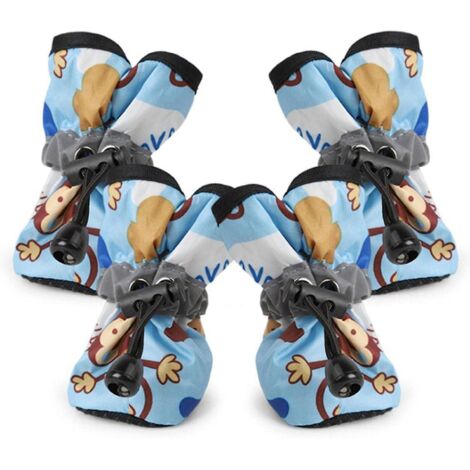 Bottes pour chien épaisses, antidérapantes et imperméables, à motif singe, lot de 2 paires