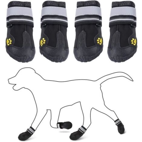 Bottes pour chien imperméables et antidérapantes - KAKOO - Taille 4 - Bretelles réglables réfléchissantes