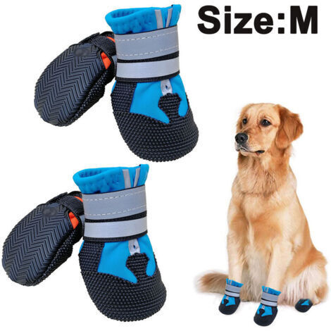 Bottes pour chiens pour chiens Antidérapantes, chaussons pour chiens imperméables pour l'extérieur, chaussures pour chiens pour chiens de taille moyenne à grande avec semelle robuste, M, bleu