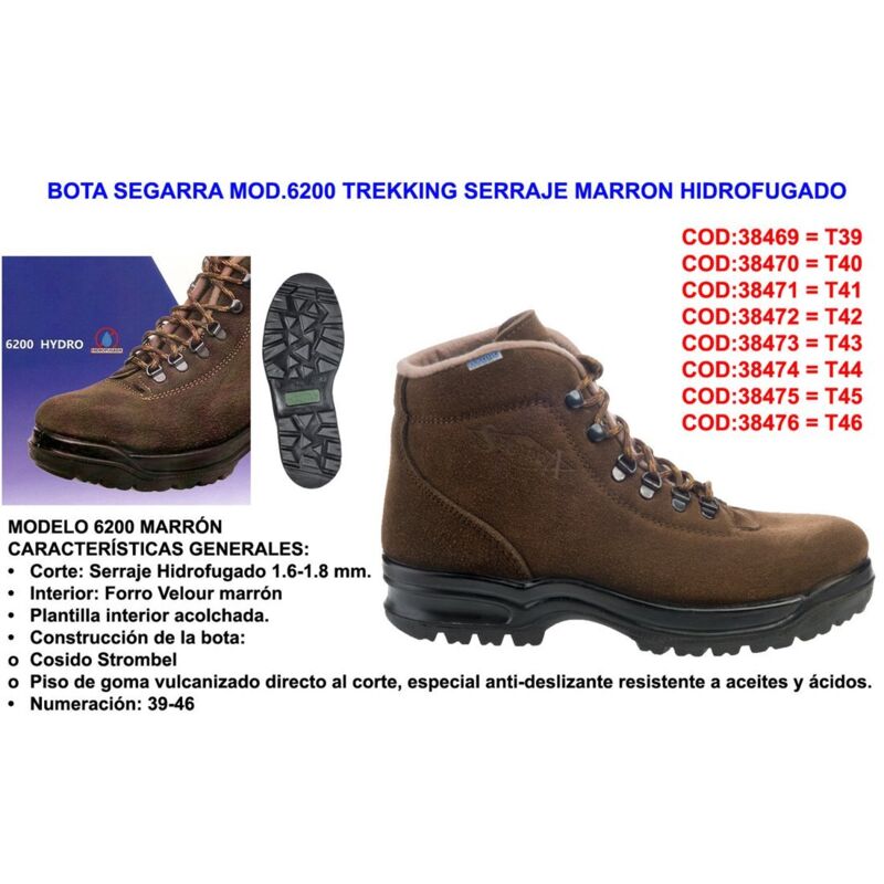 Bottes Segarra Mod. 6200 Trekking imperméables en daim marron T. 44
