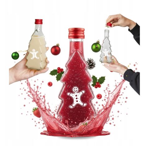 Bottiglia ALBERO DI NATALE 250ml CON STAMPA per liquore, tintura, succo BOTTIGLIE DI NATALE