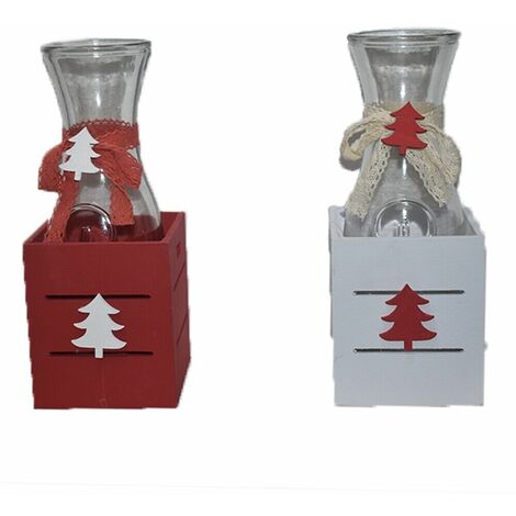 Bottiglia brocca decorazioni per la tavola di natale addobbi natalizi idea regalo 1 litro sotto bottiglia in legno bianco rosso - colorigenerali: BIANCO