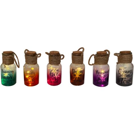 BOTTIGLIA COLORATA LED STELLE D.7XH14CM.