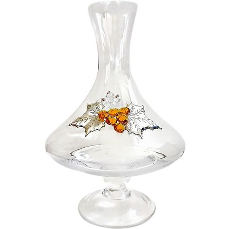 Bottiglia con piede in cristallo grappolo d'uva ambra per whisky decanter vino da tavola casa elegante e moderno