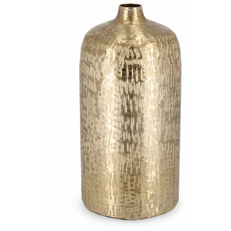 Bottiglia Decorativa Ø18,5x38 cm in Metallo Lathe Oro