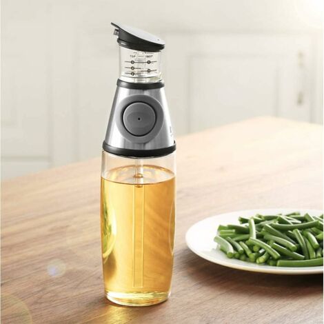 Bottiglia di olio d'oliva, ampolla per olio e aceto con beccucci antigoccia, dosatore per olio da cucina, bottiglia per olio in vetro trasparente con scala, kueatily