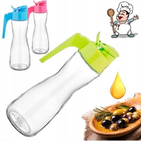 BOTTIGLIA DI OLIO D'OLIVA IN VETRO DA 275ML ​​1 pz. CON MANICO E COPERCHIO PER OLIO E ACETO