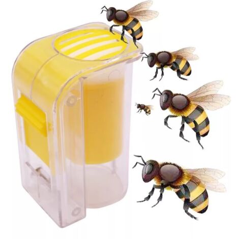 Bottiglia di plastica per marcatore di api regine Strumento per apicoltura con una mano Giallo