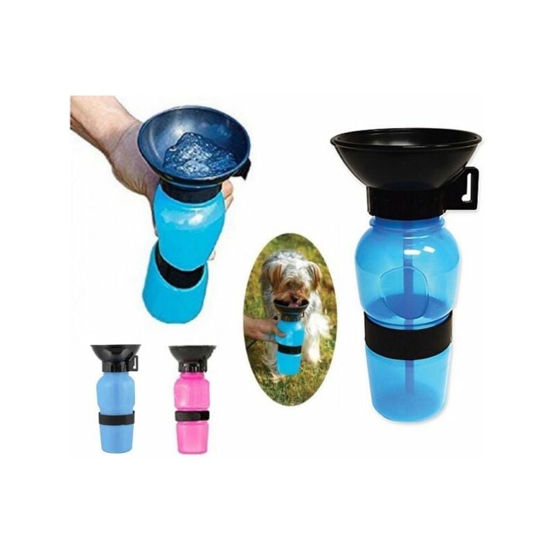 Topolenashop - bottiglia dispenser acqua 400 ml cane cani gatto gatti con ciotola da viaggio