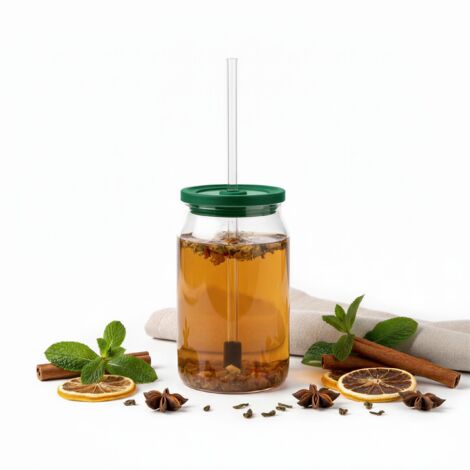 BOTTIGLIA ECO 0,5L TRASPARENTE CON TAPPO E CANNUCCIA PER BIBITE